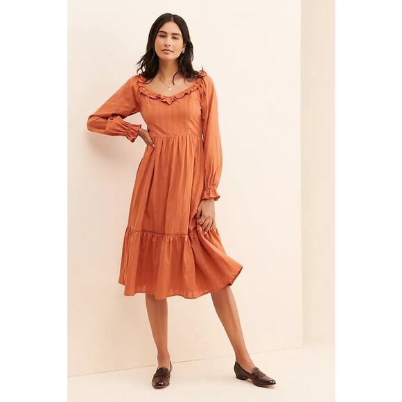 Lost + Wander Forever Yours Midi Dress NWT Size XS in Rust - Picture 1 of 4